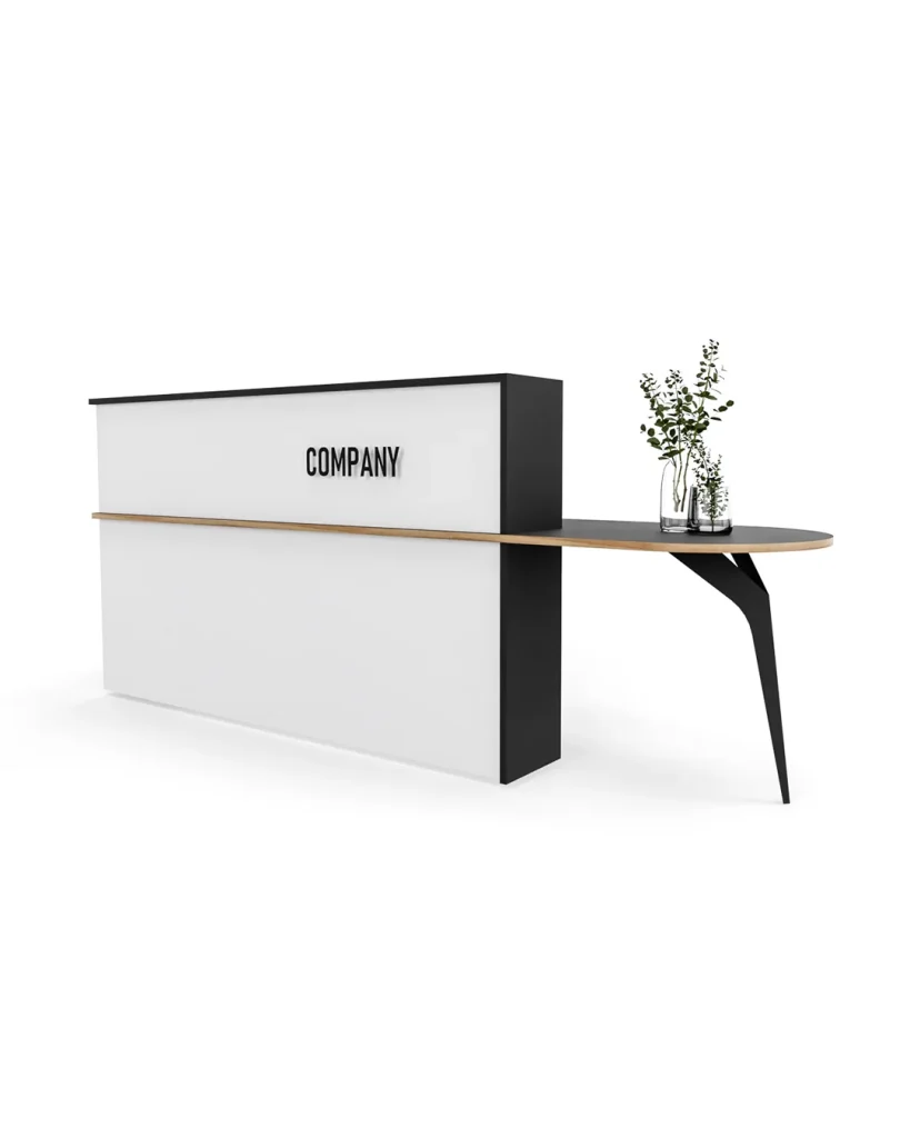 Curved reception counter, reception counters