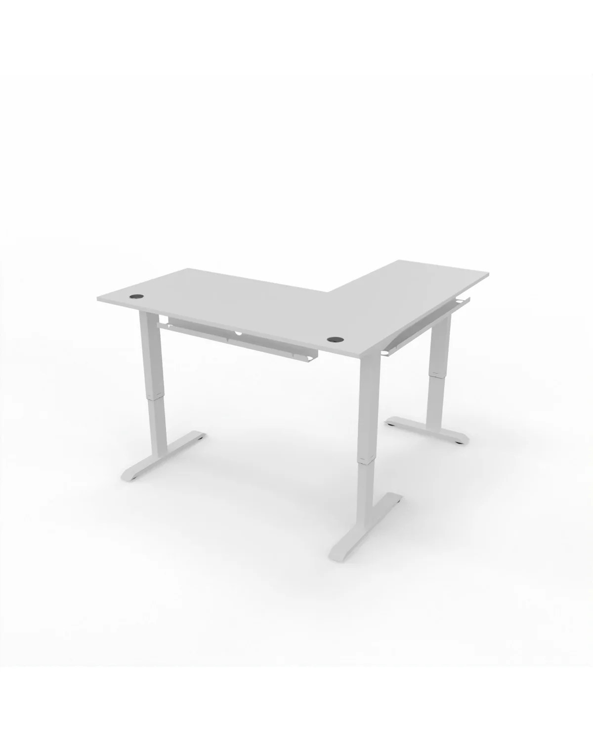 Height adjustable desk with extension, 1600 x 750 mm, Right, 900 x 600 mm, Melamine 22 mm
