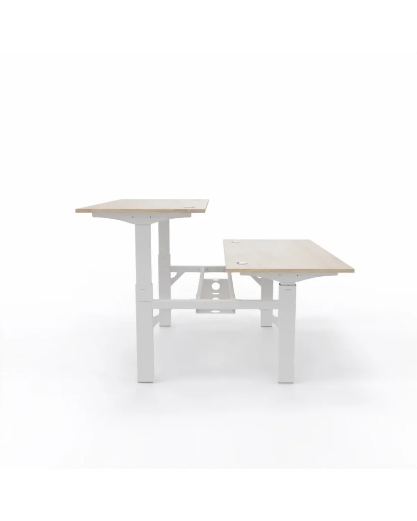 Height adjustable dual desk, height adjustable desks