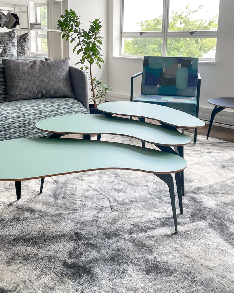 Sculpted ply coffee tables, coffee and side tables