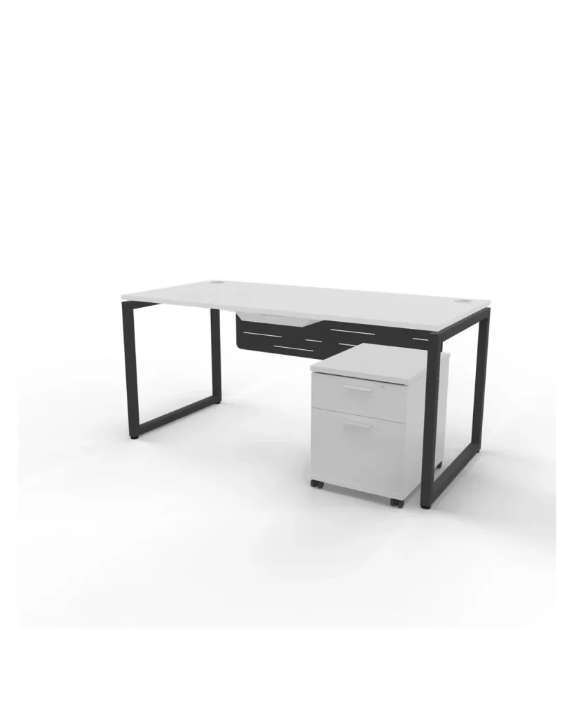 Single desk, steel frame, bench desks