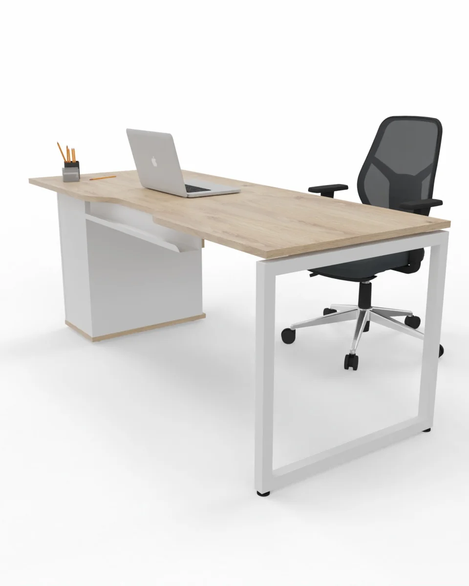 Slim line single desk with pedestal, 1500 x 750 mm, Rectangular, 2 drawer, 1 deep filer