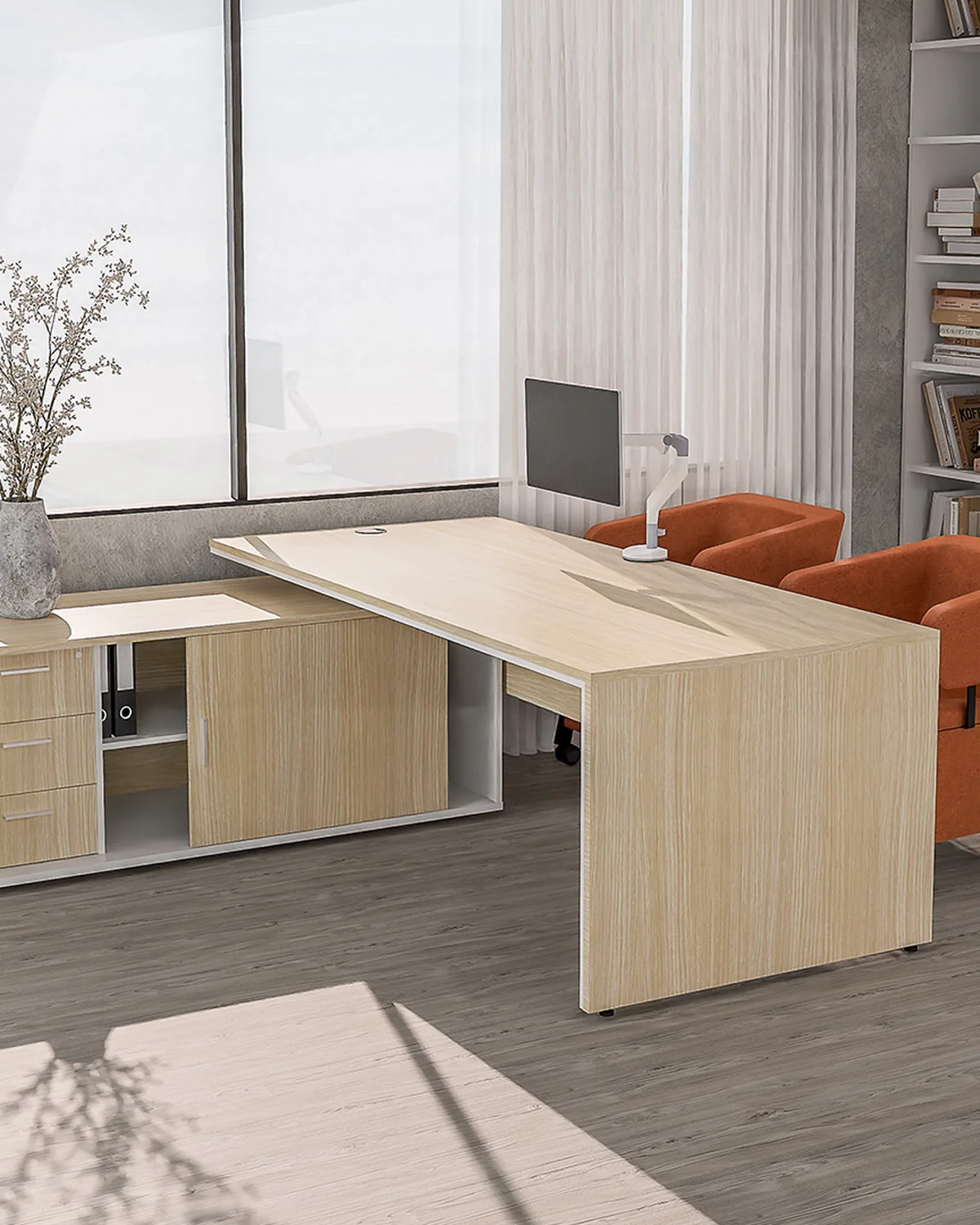 Waterfall panel executive desk, Right